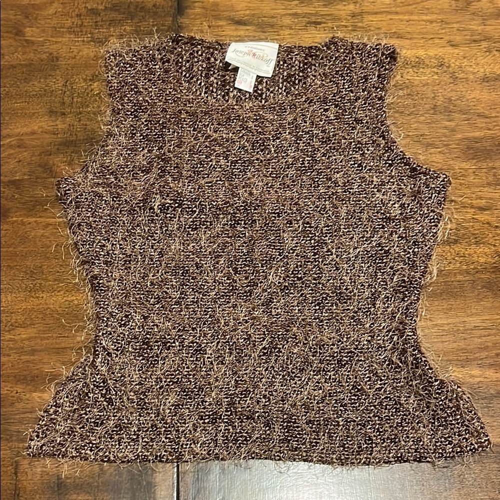 Joseph Ribkoff Textured Brown Open Back Tank Top - Picture 3 of 8